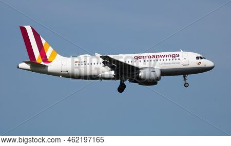 Vienna, Austria - May 20, 2018: Germanwings Airlines Airbus A319 D-aknt Passenger Plane Arrival And 
