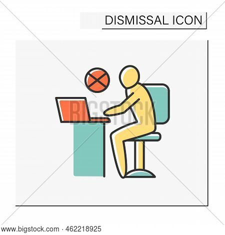 Job Color Icon. Failure To Work. Unready To Work.unemployment. Fired Person. Dismissal Concept. Isol