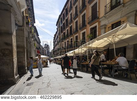 Madrid, Spain, September 2022. View Of The Historic Calle De Toledo Street In The City Center