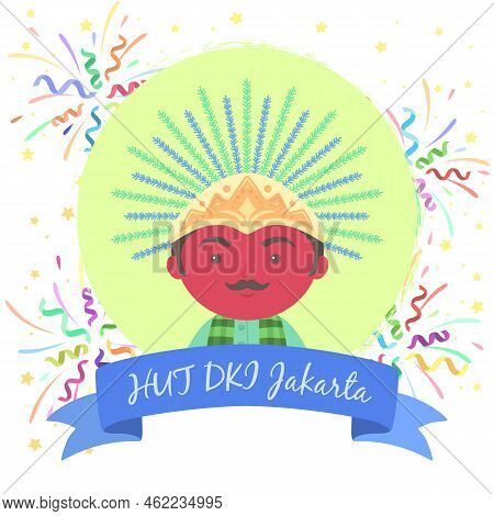 Jakarta Anniversary Ondel-ondel Traditional Puppet Mascot Symbol From Indonesia Vector Illustration 