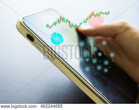 Candlestick Graph Chart On Moblie Phone,data Trade Forex Stock Market Accounting Exchange Analysis D
