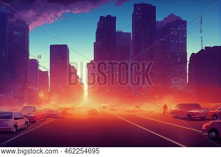 Anime Car Traffic Pollution Traffic Jam In The Morning And Evening In The Capital City Of Bucharest 