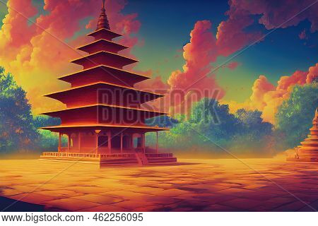 2d Style, A Hindu Temple In Victoria Capital City Of Seychelles , Anime Style U1 1