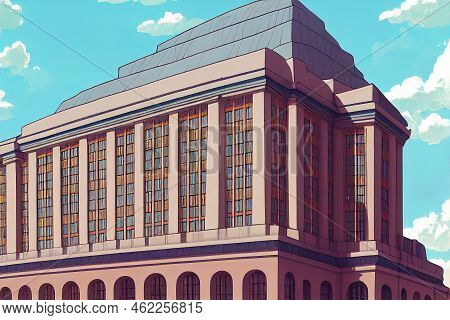 Anime Style, Kyiv Ukraine 0 The Building Of The National Bank Of Ukraine Stands In The Ukrainian Cap