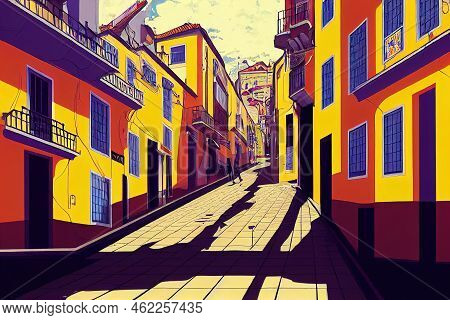 Anime Style, Cityscape Of Lisbon Portugal Europe , Anime Style U1 1