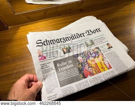 Mummelsee, Germany - Sep 20, 2022: Rest In Peace - Title Tribute To Queen Elizabeth Ii During Nation