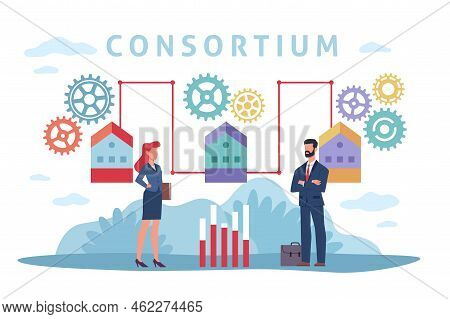Consortium Partnership, Companies Association, Achievement Common Goal, Business Structure. Business