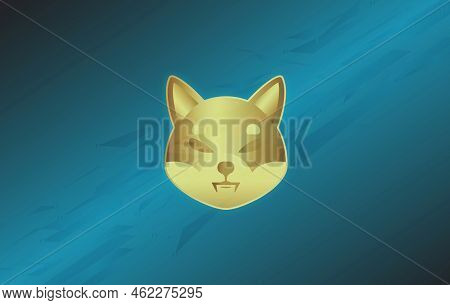 Shiba Virtual Currency Visuals On A Colorful Background. 3d Illustrations.