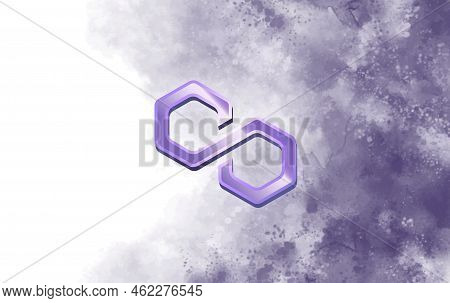Polygon-matic  Virtual Currency Images. 3d Drawings. Coin Logo