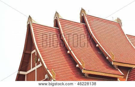 Thai Art On Roof Church At Thai Temple.