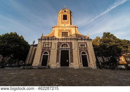 Uccle, Brussels Capital Region - Belgium - 08 20 2020 Facade Of The Saint Peter Church Of Uccle