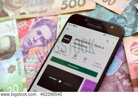 Ternopil, Ukraine - April 24, 2022: Monobank Banking Application On Smartphone Screen. Monobank Is I