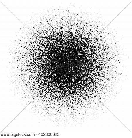 Circle Grain Texture. Radial Faded Noise Gradient. Round Grunge Shape. Speckles And Particles Textur
