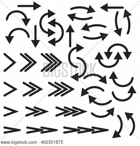 Black Different Arrows. Icon Symbol. Different Arrows In Abstract Style. Vector Illustration. Stock 