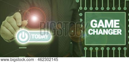 Hand Writing Sign Game Changer. Internet Concept Sports Data Scorekeeper Gamestreams Live Scores Tea