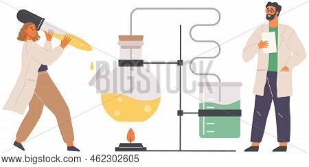Scientist Makes Laboratory Analysis With Reagents And Equipment. Idea Of Education, Chemistry, Scien