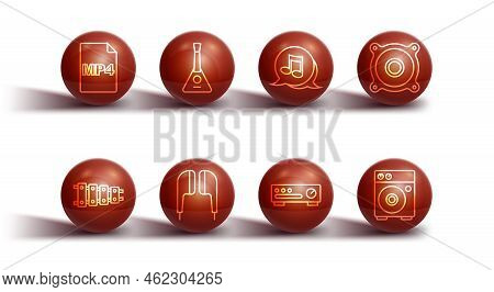 Set Line Mp4 File Document, Xylophone, Stereo Speaker, Sound Mixer Controller, Air Headphones, Balal