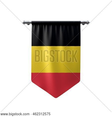 Belgium Hanging Flag 3d Illustration Hanging Flag With A White Isolated Background