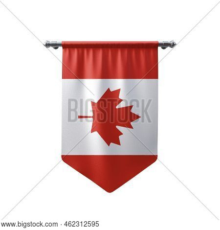Canada Waving Flag, 3d Flag Illustration, Canada National Flag Hanging With A White Isolated Backgro