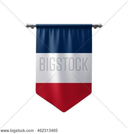 France Waving Flag, 3d Flag Hanging Illustration, France National Flag With A White Isolated Backgro
