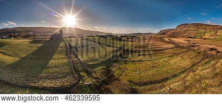 Aerial View Of The Church Of Ireland In Glencolumbkille - Republic Of Ireland