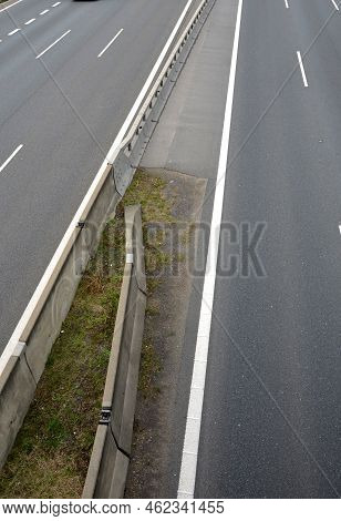 Separation Of Traffic Lanes On The Highway Using Movable Barriers. They Are Used In Places Where The