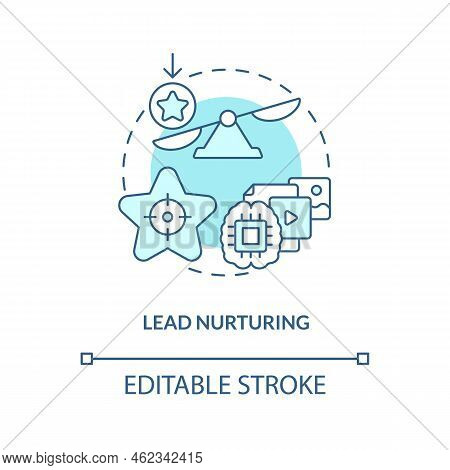 Lead Nurturing Turquoise Concept Icon. Make Decision. Contacts Management Process Abstract Idea Thin