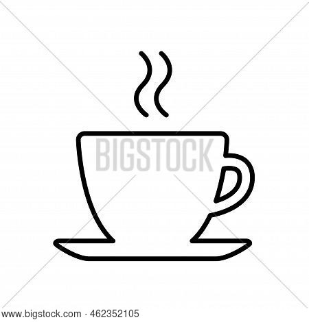 Black Line Silhouette Of A Cup With A Hot Drink