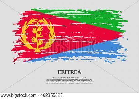 Eritrea Flag With Brush Stroke Effect And Information Text Poster, Vector Background
