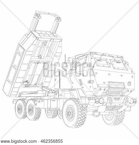 Himars Coloring Page In Realistic Style. M142 High Mobility Artillery Rocket System. Tactical Truck.