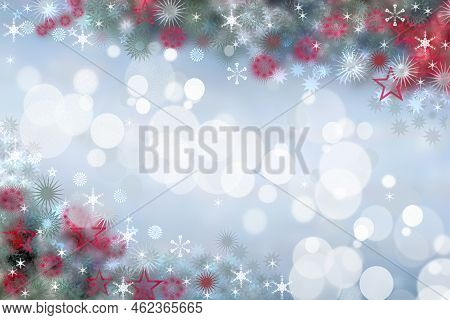 Chrisrmas Card Template. Abstract Festive Elegant Red Green Blue White Glittering Greeting Card With