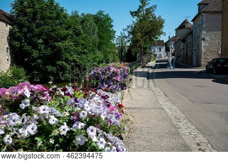 North Of Burgundy Wine Making Region, Walking In Chablis Village With Famous White Dry Wine Made Fro