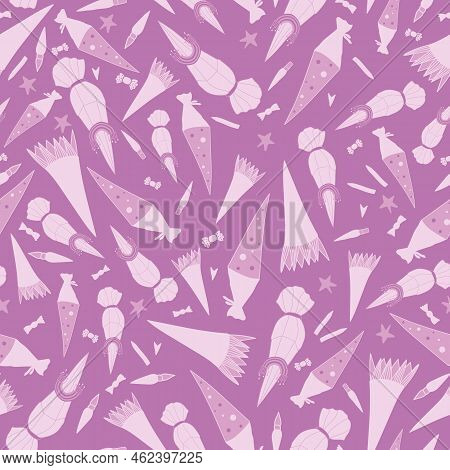 Vector Purple First Day Of School Background Pattern