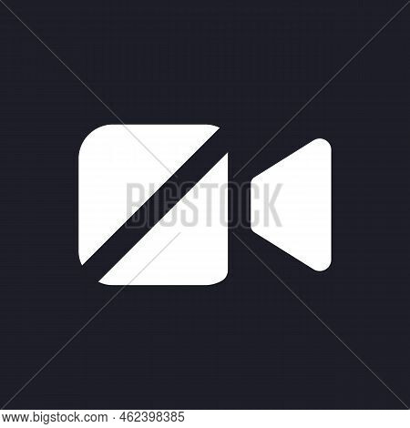 Turn Off Camera Dark Mode Glyph Ui Icon. Videotelephony. User Interface Design. White Silhouette Sym