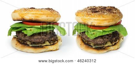Hamburger mit Fleisch und Salat