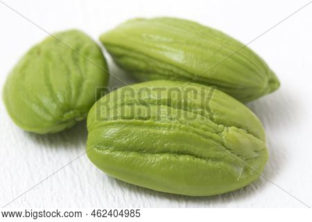 Parkia Speciosa ( Petai, Bitter Bean, Twisted Cluster Bean, Stinker Or Stink Bean) On White Backgrou