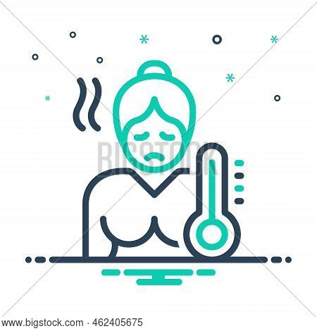 Mix Icon For Sick Ill Unwell Ailing Adynatus Temperature Fever Thermometer Medical Patient Illness S