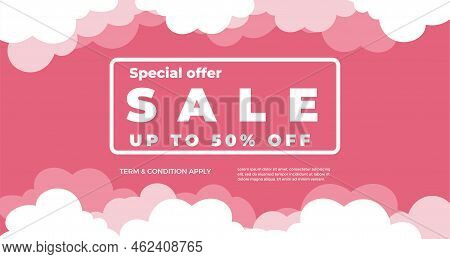 Colorful Discount Sale Banner Special Offer Composition. Summer Sale, Cashback Vector Illustration