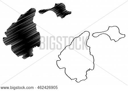 Feni Islands (new Guinea, Pacific Ocean, Bismarck Archipelago) Map Vector Illustration, Scribble Ske