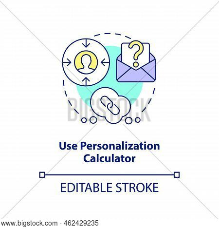 Use Personalization Calculator Concept Icon. Customers Data. Lead Retention Abstract Idea Thin Line 