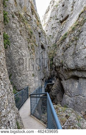 La Yecla Gorge, Burgos Province, Spain. It Is A Deep And Narrow Gorge Modeled In Limestone Materials