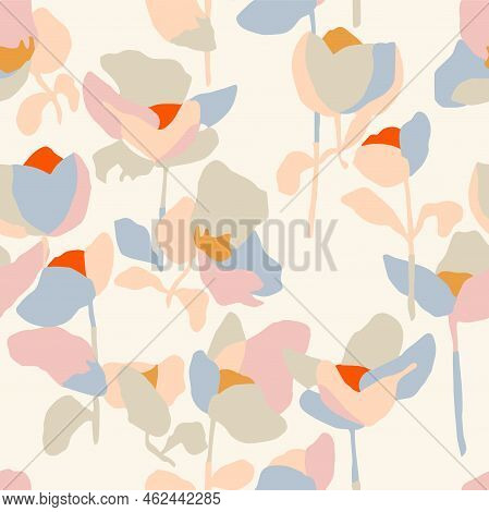 Vector Abstract Simple Flower Illustration Seamless Repeat Pattern