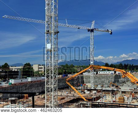 New Construction Of High-rise Buildings In Burnaby City, Industrial Construction Site, Construction 