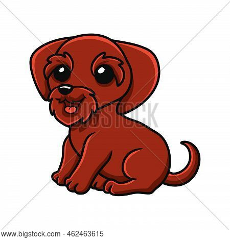 Vector Illustration Of Cute Pudelpointer Dog Cartoon Sitting