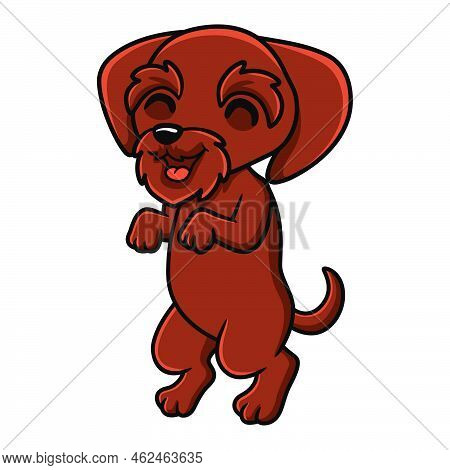 Vector Illustration Of Cute Pudelpointer Dog Cartoon Standing
