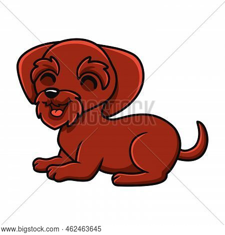 Vector Illustration Of Cute Pudelpointer Dog Cartoon Sitting