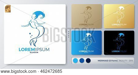 Mermaid Vector Illustration Logo Design. Blank Name For Insert Your Branding. Designed With Examples