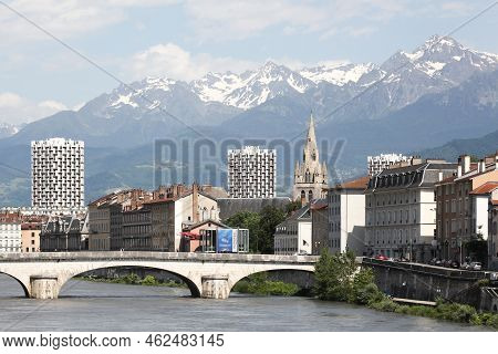 Grenoble, France - June 19, 2019:view Of The City Of Grenoble In France