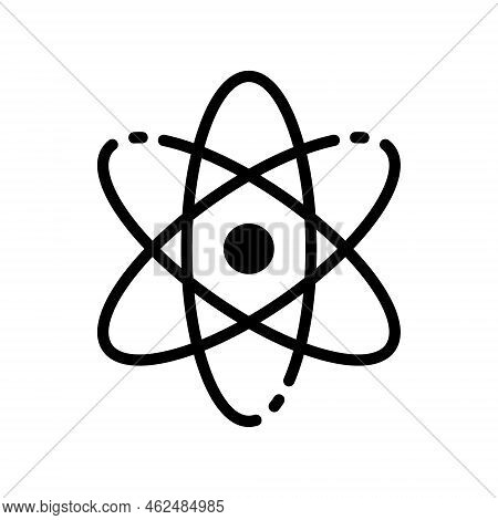 Atom Silhouette Icon. Scientific Atom Symbol. Sign Of Education And Science. Structure Of Nucleus Of