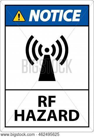 Notice Rf Hazard Sign On White Background